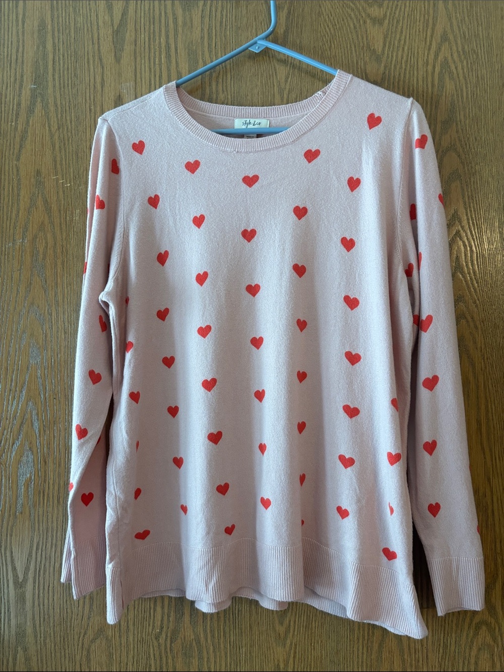 Style & Co. Pink Heart Print Lightweight Sweater Size XL NWOT